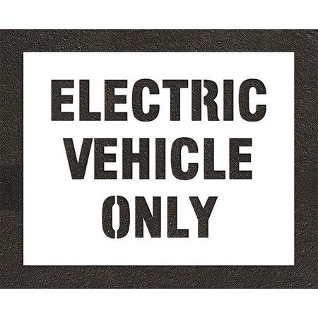 Pavement Stencil, Message, Electric Car Logo, 22 in Character Height, Highway Gothic Font, White MPN:STL-116-90631