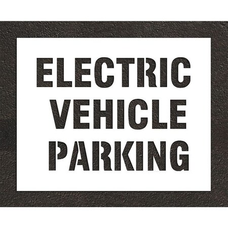 Pavement Stencil, Message, Electric Car Logo, 22 in Character Height, Highway Gothic Font, White MPN:STL-116-90634