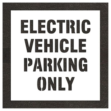 Pavement Stencil, Message, Electric Car Logo, 44 in Character Height, Highway Gothic Font, White MPN:STL-116-90832