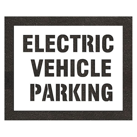Pavement Stencil, Message, Electric Car Logo, 29 in Character Height, Highway Gothic Font, White MPN:STL-116-90834
