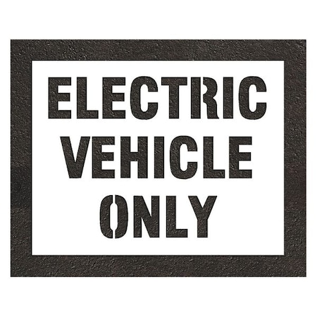 Pavement Stencil, Message, Electric Car Logo, 37 in Character Height, Highway Gothic Font, White MPN:STL-116-91031
