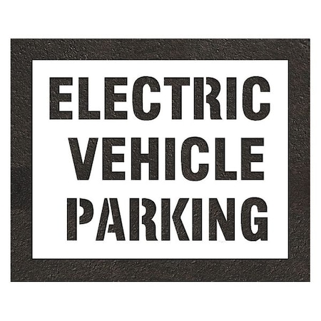 Pavement Stencil, Message, Electric Car Logo, 38 in Character Height, Highway Gothic Font, White MPN:STL-116-91034