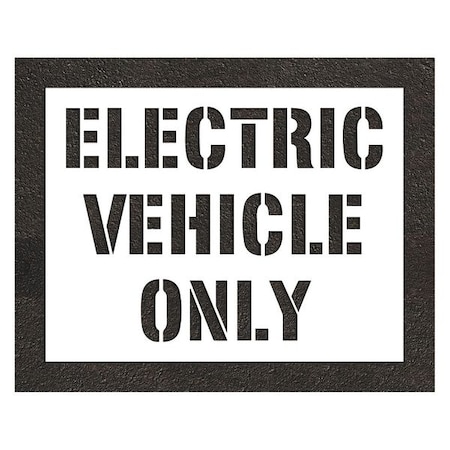 Pavement Stencil, Message, Electric Car Logo, 47 in Character Height, Highway Gothic Font, White MPN:STL-116-91231