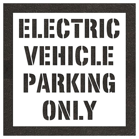 Pavement Stencil, Message, Electric Car Logo, 62 in Character Height, Highway Gothic Font, White MPN:STL-116-91232