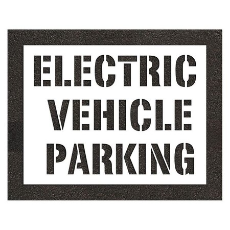 Pavement Stencil, Message, Electric Car Logo, 46 in Character Height, Highway Gothic Font, White MPN:STL-116-91234