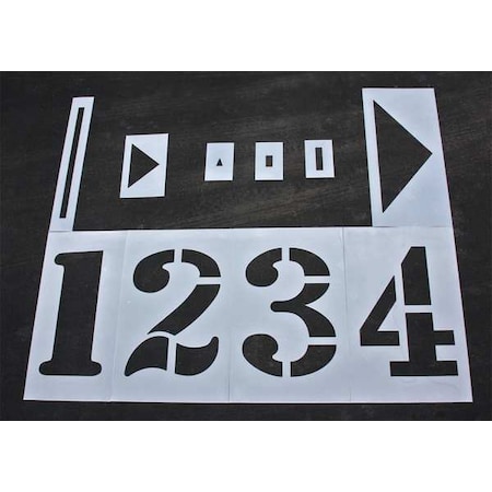 Athletic Stencil, Symbol, Track & Field, 36 in Character Height, Polyethylene, Clear, 14 Pieces MPN:STL-116-F6100KIT