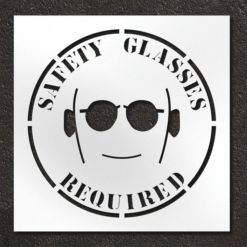 Pavement Stencil Safety Glasses Required MPN:STL-108-14810