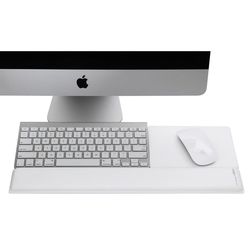 Rain Design mRest Wrist Rest & Mouse Pad - White - Gel-filled wrist rest with lycra material offers superior comfort MPN:10011
