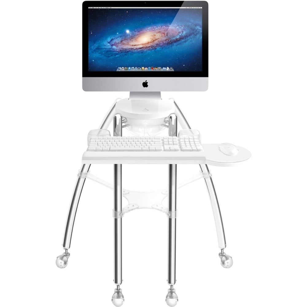 Rain Design iGo Desk for iMac 24-27IN Standing model - 24in to 27in Screen Support - 42in Height x 33in Width x 33in Depth - Floor Stand - Polished Chrome - Silver MPN:12004
