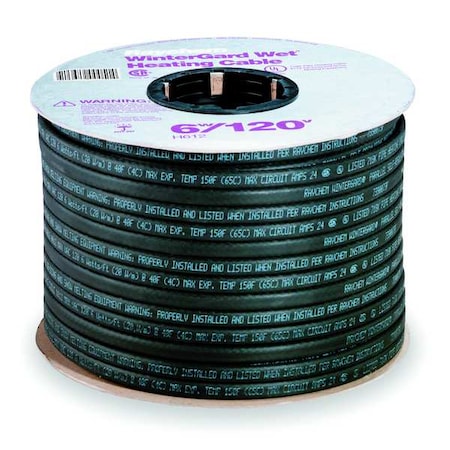 Cut-to-Length Electric Heating Cable, -40 Degrees F to 150 Degrees F, 120V AC, 250 ft L x 7/16 in W, Indoor/Outdoor MPN:734921-000