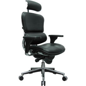 Eurotech Task Chair with Headrest - Leather - Black - Ergohuman Series LE9ERG-BLACK
