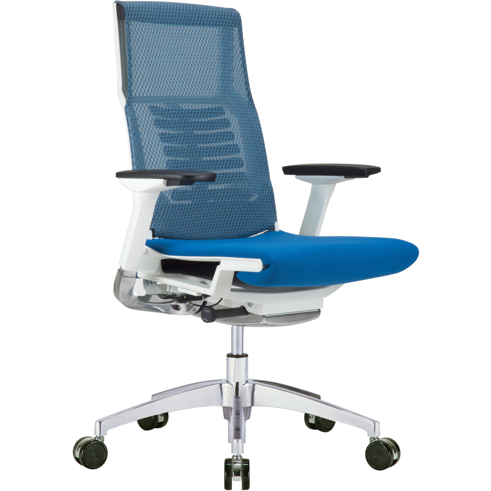 Raynor Powerfit Ergonomic Fabric Mid-Back Executive Office Chair, Blue/White MPN:PFT2-WHT-FSBLU