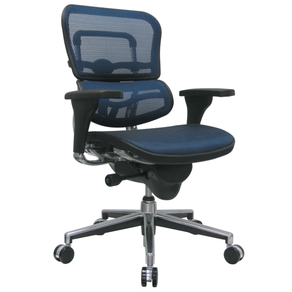 Eurotech Ergohuman Mid-Back Ergonomic Mesh Chair, Blue/Chrome MPN:ME8ERGLO-BLUE