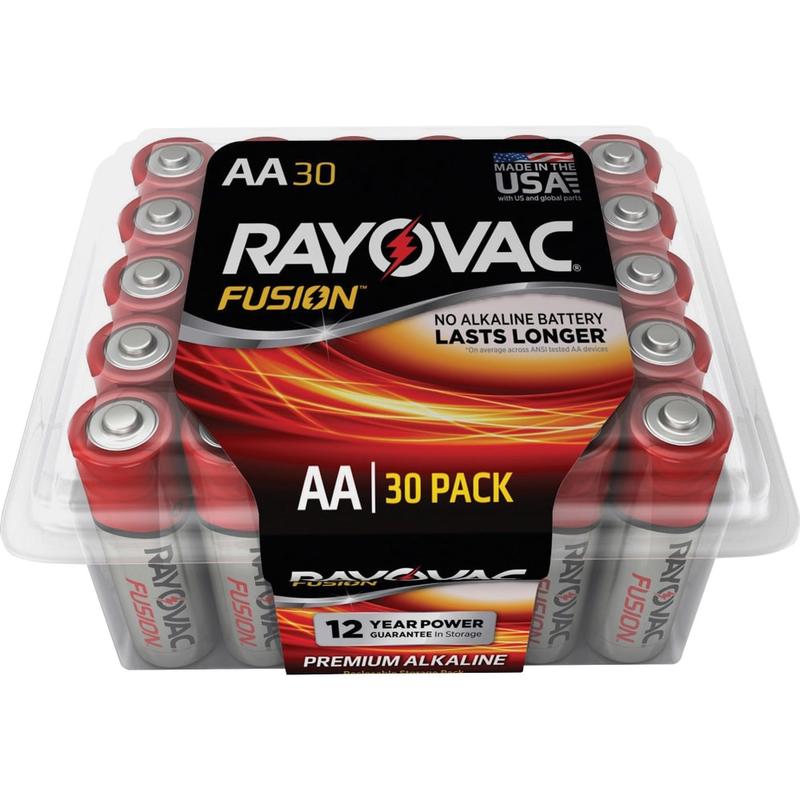 Rayovac Fusion Premium Alkaline AA Batteries Pack - For Multipurpose - AA - 30 / Pack (Min Order Qty 2) MPN:81530PPFUSK