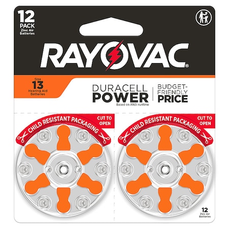 Hearing Aid BATT, 1.4V DC, 300 mAh CA, PK12 MPN:13CR-12ROVUS