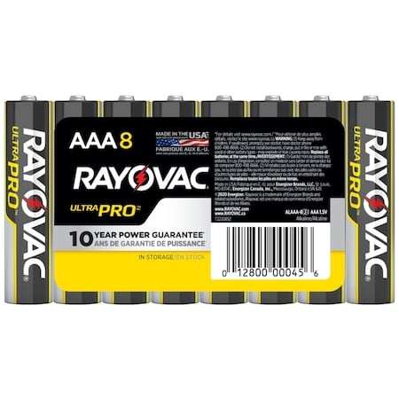 UltraPro AAA Alkaline Battery, 1.5V DC, PK8 MPN:ALAAA8
