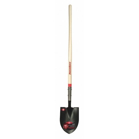 Round Point Shovel, Industrial Gauge Steel Blade, 48 in L Hard Wood Handle MPN:45657