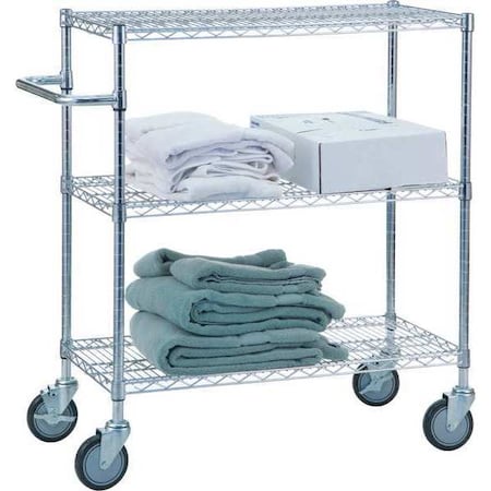 Utility Cart, Steel, 250 lb Per Shelf Load Capacity, 3 Shelves, 48
