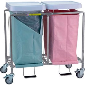 R&B Wire Double Deluxe Easy Access Hamper Steel Blue/White 674BW