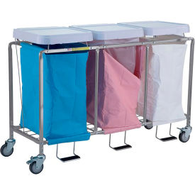 R&B Wire Triple Deluxe Easy Access Hamper Steel Blue/Green/Mauve 676BGM