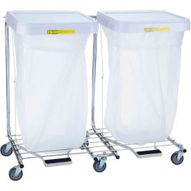 R&B Wire Double Medium Duty Hamper with Foot Pedal Steel White 694