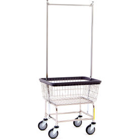 R&B Wire Chrome Narrow Laundry Cart w/ Double Pole Rack 100CDC58C
