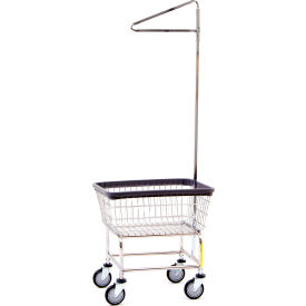 R&B Wire Chrome Narrow Laundry Cart w/ Single Pole Rack 100CDC91C