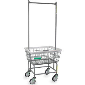 R&B Wire Antimicrobial Laundry Cart w/ Double Pole Rack 100E58/ANTI