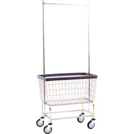 R&B Wire Chrome Large Capacity Laundry Cart w/ Double Pole Rack 200CFC56C