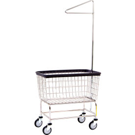 R&B Wire Chrome Large Capacity Laundry Cart w/ Single Pole Rack 200CFC91C