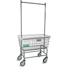 R&B Wire Antimicrobial Large Capacity Laundry Cart w/ Double Pole Rack 200F56/ANTI