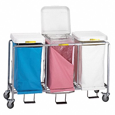 Laundry Hamper Cart 3 Comp Wht 10.5cu ft MPN:676W