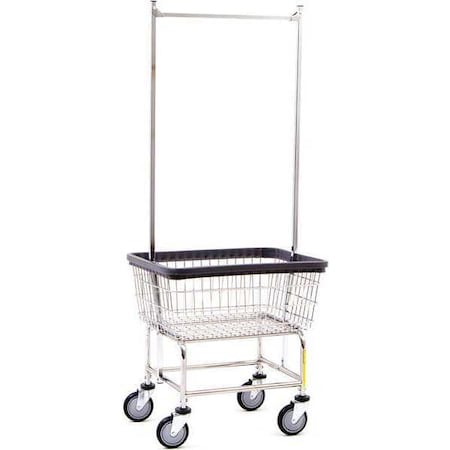 Wire Utility Cart with Double Pole Rack, 2 Bushel, Chrome MPN:100CDC58C