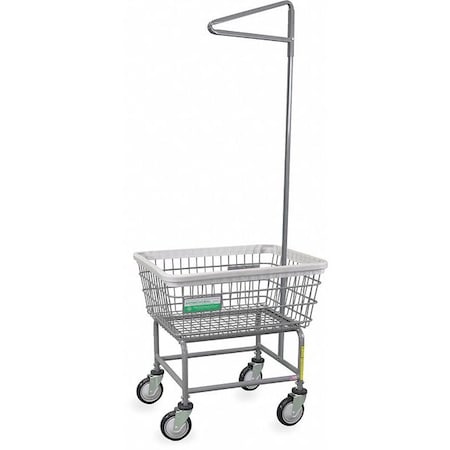 Antimicrobial Wire Utility Cart with Single Pole Rack, 2.5 Bushel MPN:100E91/ANTI