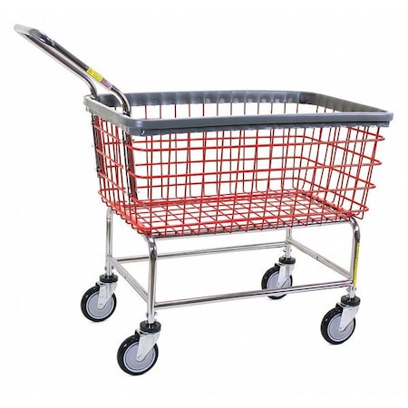 Wire Utility Cart with Handle, 4.5 Bushel, Red Basket, Chrome Base MPN:200CFRLCH