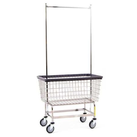 Wire Utility Cart with Double Pole Rack, 4.5 Bushel, Blue Basket, Gray Base/Rack MPN:201GHB56G