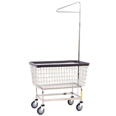 Wire Utility Cart with Single Pole Rack, 4.5 Bushel, Blue Basket, Gray Base/Rack MPN:201GHB91G
