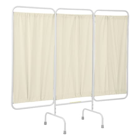Three Panel Stationary Privacy Screen with Antimicrobial Beige Vinyl Panels MPN:PSS-3/AML/C