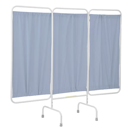 Three Panel Stationary Privacy Screen with Antimicrobial Blue Vinyl Panels MPN:PSS-3/AML/PB