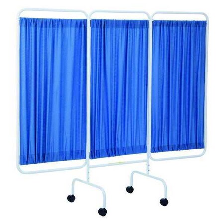 Three Panel Mobile Privacy Screen with Antimicrobial Blue Fabric Panels MPN:PSS-3C/AM/BF