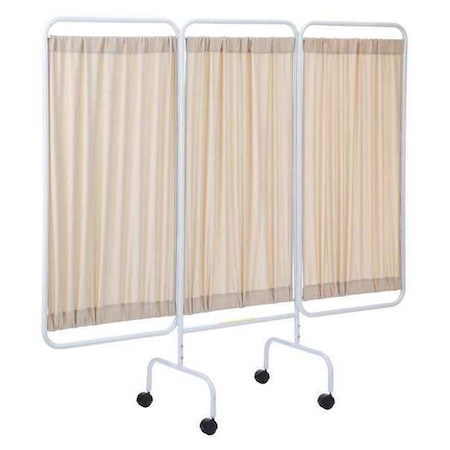 Three Panel Mobile Privacy Screen with Antimicrobial Beige Fabric Panels MPN:PSS-3C/AM/BGF