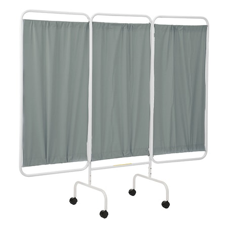 Three Panel Mobile Privacy Screen with Antimicrobial Gray-Green Vinyl Panels MPN:PSS-3C/AML/GG