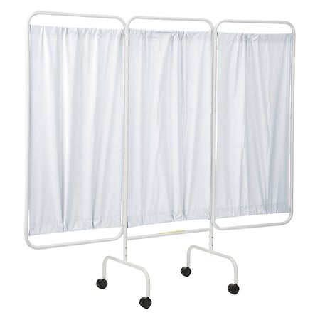 Three Panel Mobile Privacy Screen with Antimicrobial White Vinyl Panels MPN:PSS-3C/AML/WHT