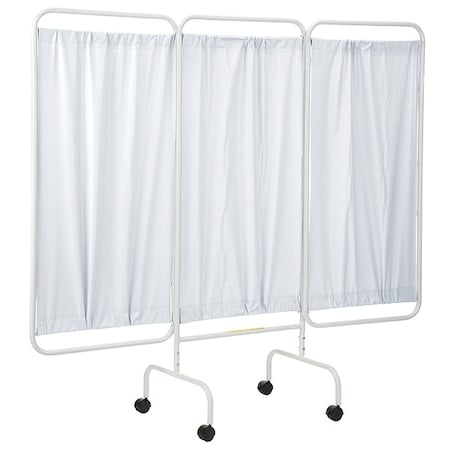 Three Panel Mobile Privacy Screen with White Vinyl Panels, Made in USA MPN:PSS-3CUS