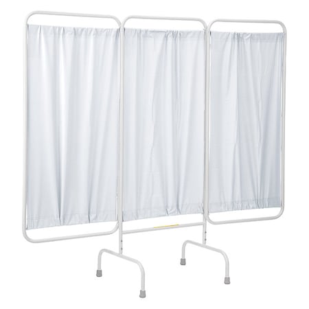 Three Panel Stationary Privacy Screen with White Vinyl Panels, Made in USA MPN:PSS-3US