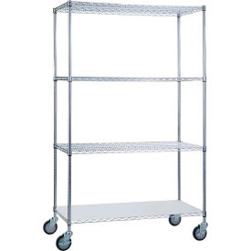 R&B Wire Products Heavy Duty Chrome Linen Cart with Solid Bottom Shelf 36