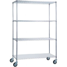 R&B Wire Products Heavy Duty Chrome Linen Cart with Solid Bottom Shelf 48