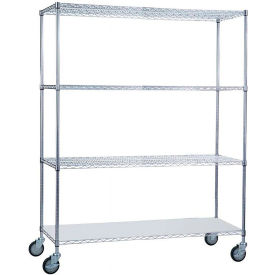 R&B Wire Products Heavy Duty Chrome Linen Cart with Solid Bottom Shelf 60