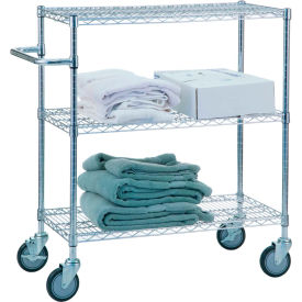 R&B Wire UC1836 Mobile Linen Cart with 3 Wire Shelves 36