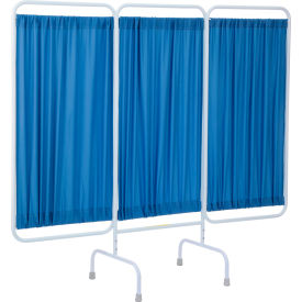 R&B Wire Three Panel Stationary Designer Antimicrobial Privacy Screen Blue PSS-3/AM/BF